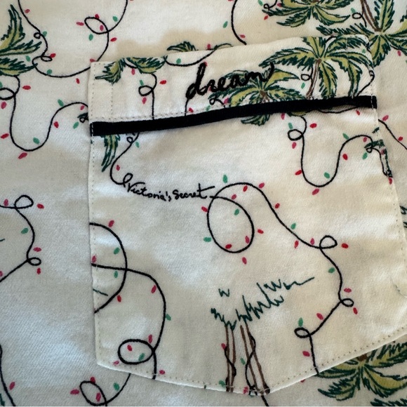 Victoria's Secret Women's Flannel Pajama Set Size XS Tall Christmas Palm Tree - Picture 6 of 10